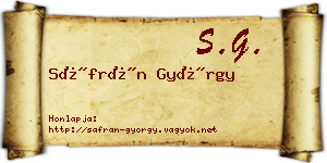 Sáfrán György névjegykártya