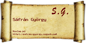 Sáfrán György névjegykártya